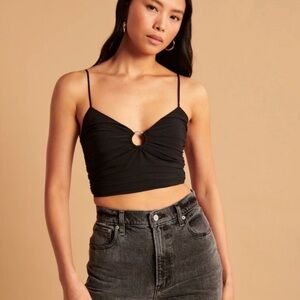 Abercrombie Black Ruched O-ring crop top